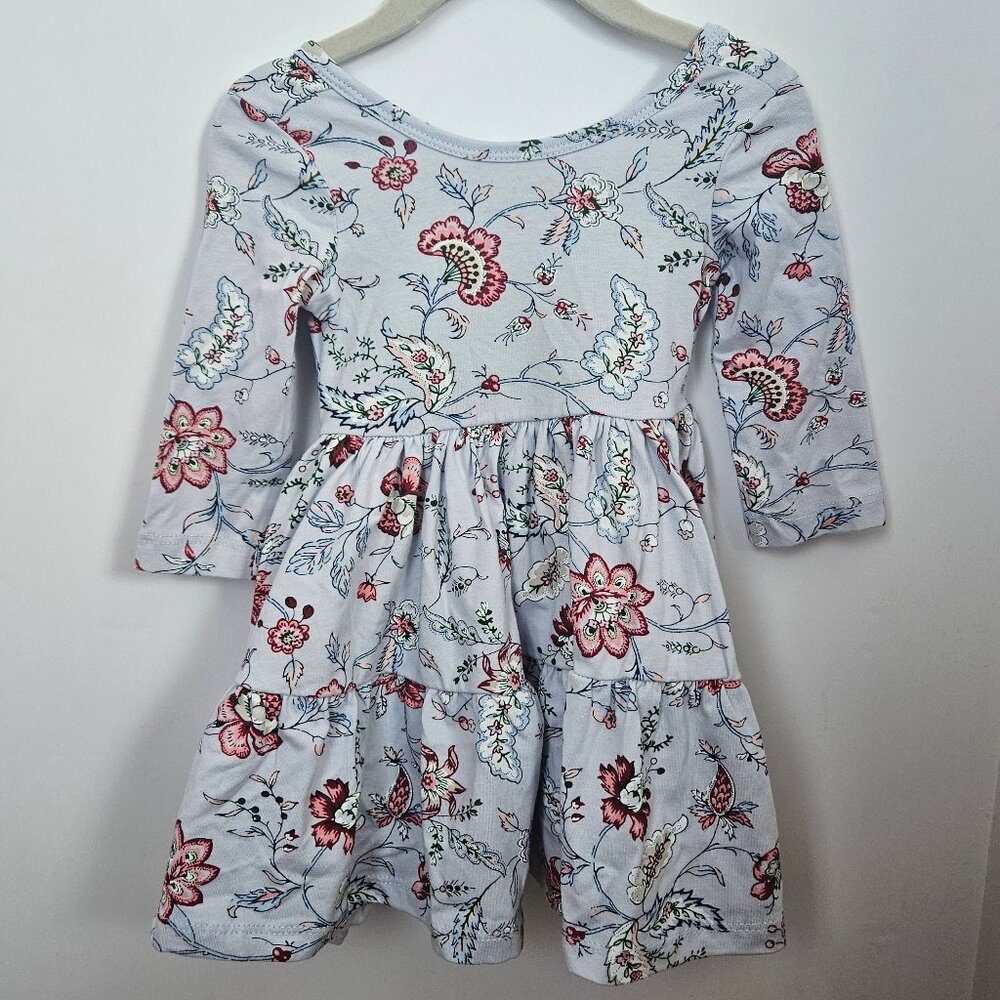 NWT Janie and Jack The Everyday 3/4 Sleeve Dress Blue Floral Sz 12-18 Months